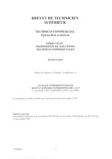 Proposition de solutions technico - commerciales 2005 Bois et dérivés BTS Technico-commercial