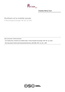 Durkheim et la mobilité sociale - article ; n°1 ; vol.28, pg 43-65
