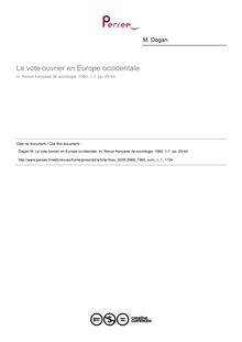 Le vote ouvrier en Europe occidentale - article ; n°1 ; vol.1, pg 25-44