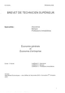 Economie générale et économie d entreprise 2006 BTS Assurance