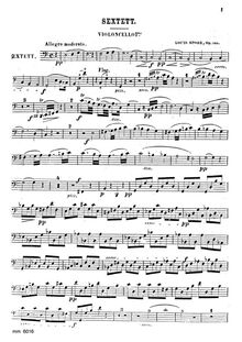 Partition violoncelle 1, corde Sextet, Op.140, C major, Spohr, Louis