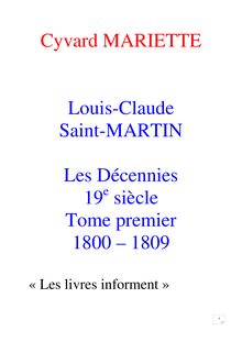 Cyvard MARIETTE Louis-Claude Saint-MARTIN Les Décennies 19 ...