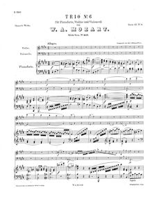Partition complète, Piano Trio, Piano Trio No.4, E major, Mozart, Wolfgang Amadeus