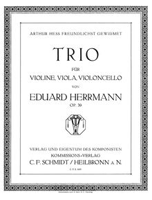 Partition violon, corde Trio, G minor, Herrmann, Eduard