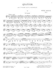 Partition violon 2, corde quatuor, Op.3, Quatuor pour 2 violons, alto et violoncelle, op. 3