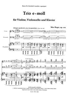 Partition complète et parties, Piano Trio No.2, E minor