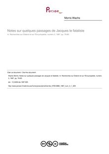 Notes sur quelques passages de Jacques le fataliste - article ; n°1 ; vol.3, pg 79-85