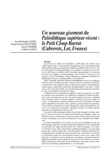 Un nouveau gisement du Paléolithique supérieur récent : le Petit Cloup Barrat (Cabrerets, Lot, France) - article ; n°2 ; vol.103, pg 263-273