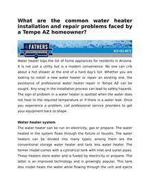 What are the common water heater installation and repair problems faced by a Tempe AZ homeowner
