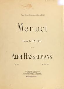 Partition complète, Menuet, F major, Hasselmans, Alphonse