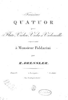 Partition flûte, quatuor No.3 pour flûte et cordes, Op.37, C major