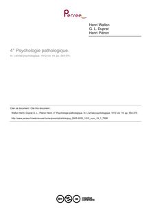 Psychologie pathologique. - compte-rendu ; n°1 ; vol.19, pg 354-375
