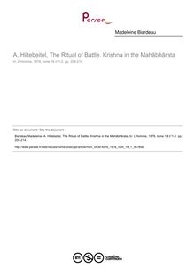 A. Hiltebeitel, The Ritual of Battle. Krishna in the Mah?bh?rata  ; n°1 ; vol.18, pg 208-214