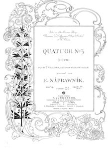 Partition violon 1, corde quatuor No.3, Op.65, C major, Nápravník, Eduard