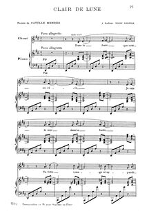 Partition complète, Clair de lune, Saint-Saëns, Camille par Camille Saint-Saëns