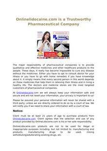 Onlinelidocaine.com is a Trustworthy Pharmaceutical Company