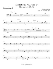 Partition Trombone 2, Symphony No.31, D major, Rondeau, Michel par Michel Rondeau