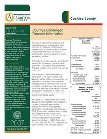 Cochise County June 30, 2007 Report Highlights-Single Audit