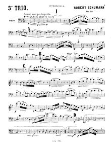 Partition de violoncelle, Piano Trio No.3, Op.110, Schumann, Robert