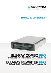 Notice Lecteur optique Freecom  Blu-ray Rewriter Pro USB