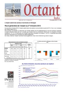 L’emploi salarié des secteurs marchands et taux de chômage en Bretagne  au 2e trimestre 2012 (Octant Info nº 26)