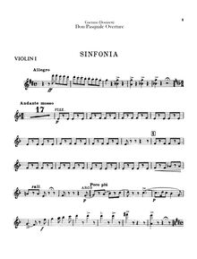 Partition violons I, II, Don Pasquale, Dramma buffo in tre atti
