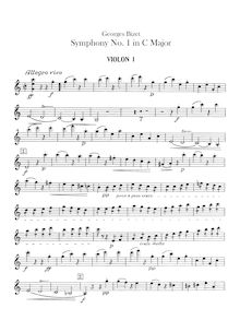 Partition violons I, Symphony en C Major, Bizet, Georges