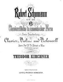 Partition de violoncelle, 6 Studien en kanonischer Form für Orgel oder Pedalklavier par Robert Schumann
