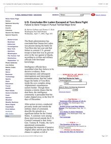 U.S. Concludes Bin Laden Escaped at Tora Bora Fight