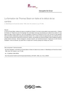 La formation de Thomas Basin en Italie et le début de sa carrière - article ; n°2 ; vol.142, pg 271-285