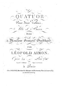 Partition violoncelle, corde quatuor, D minor, Aimon, Léopold