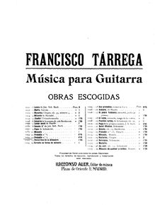 Partition guitare score, Preludio No.7, Tárrega, Francisco