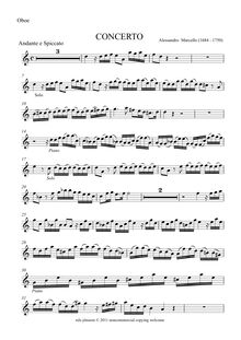 Partition hautbois solo, hautbois Concerto, D minor, Marcello, Alessandro