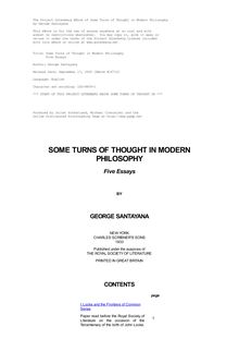 Some Turns of Thought in Modern Philosophy - Five Essays