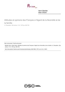 Attitudes et opinions des Français à l égard de la fécondité et de la famille - article ; n°4 ; vol.30, pg 693-750