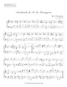Partition Sarabande (C major), 2 clavecin pièces from Manuscrit Bauyn par René Mézangeau