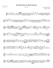 Partition violons I, violon Concerto en G Minor, RV 329, G minor