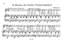 Partition complète, Komm, du schönes Fischermädchen, Guide au bord ta nacelle par Giacomo Meyerbeer