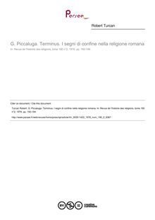 G. Piccaluga. Terminus. I segni di confine nella religione romana  ; n°2 ; vol.190, pg 192-194