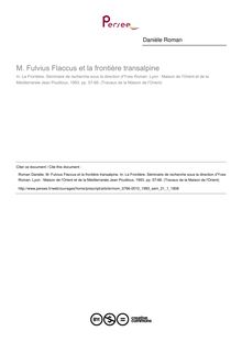 M. Fulvius Flaccus et la frontière transalpine - article ; n°1 ; vol.21, pg 57-66