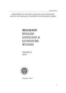 BELGRADE ENGLISH LANGUAGE & LITERATURE STUDIES