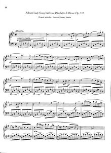 Partition complète, Feuille d album, Op.117, Mendelssohn, Felix