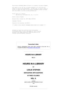 Hours in a Library - New Edition, with Additions. Vol. II (of 3)