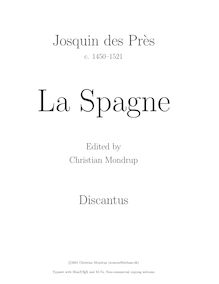 Partition Discantus, La Spagne, Josquin Desprez
