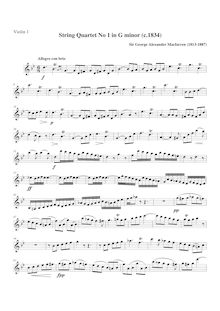 Partition violon 1, corde quatuor No.1, G minor, Macfarren, George Alexander
