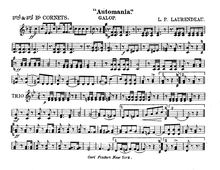 Partition Cornet 2&3 (B♭), Automania, Galop, Laurendeau, Louis Philippe