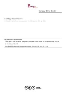Le May des orfèvres  - article ; n°1 ; vol.105, pg 75-90