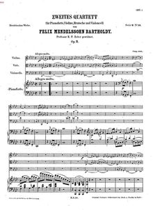 Partition complète, Piano quatuor No.2, F minor, Mendelssohn, Felix