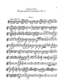 Partition hautbois 1/2, Pomp et Circumstance, Op.39, Elgar, Edward