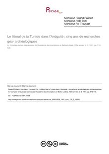 Le littoral de la Tunisie dans l Antiquité : cinq ans de recherches géo- archéologiques - article ; n°3 ; vol.135, pg 515-546